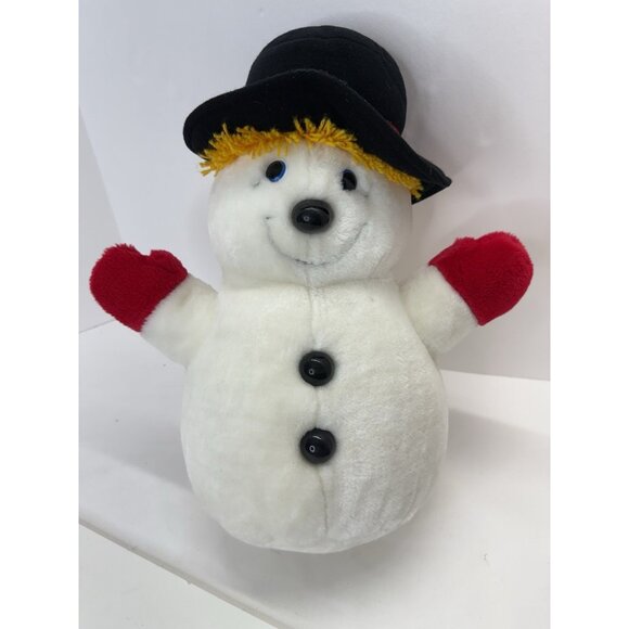 Vintage Dakin 1986 Christmas Plush Holiday 14" Snowman with Top Hat - Picture 1 of 10